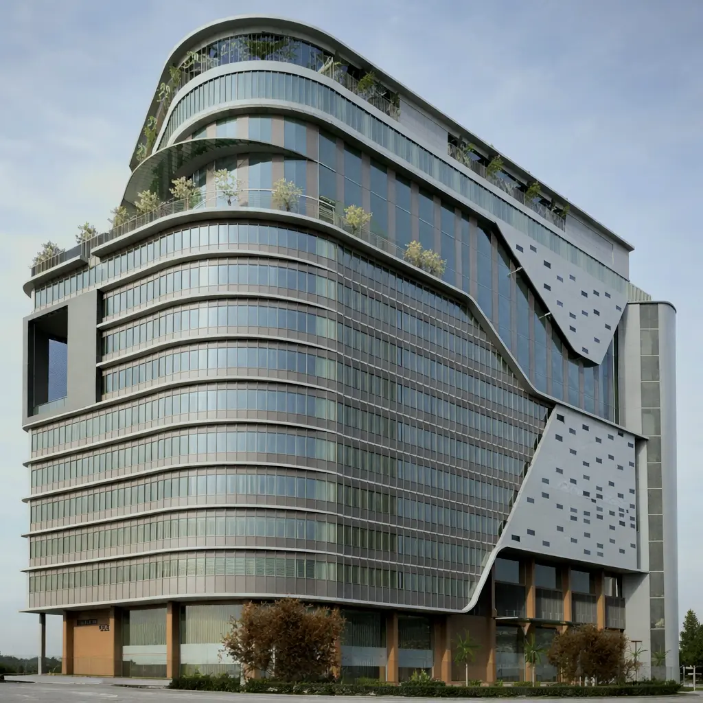Commercial Complex Maratt commercial building designed by NU Associates in Kadubeesanahalli Bengaluru